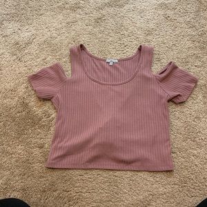 Dusty Rose Open Shoulder Crop Top
